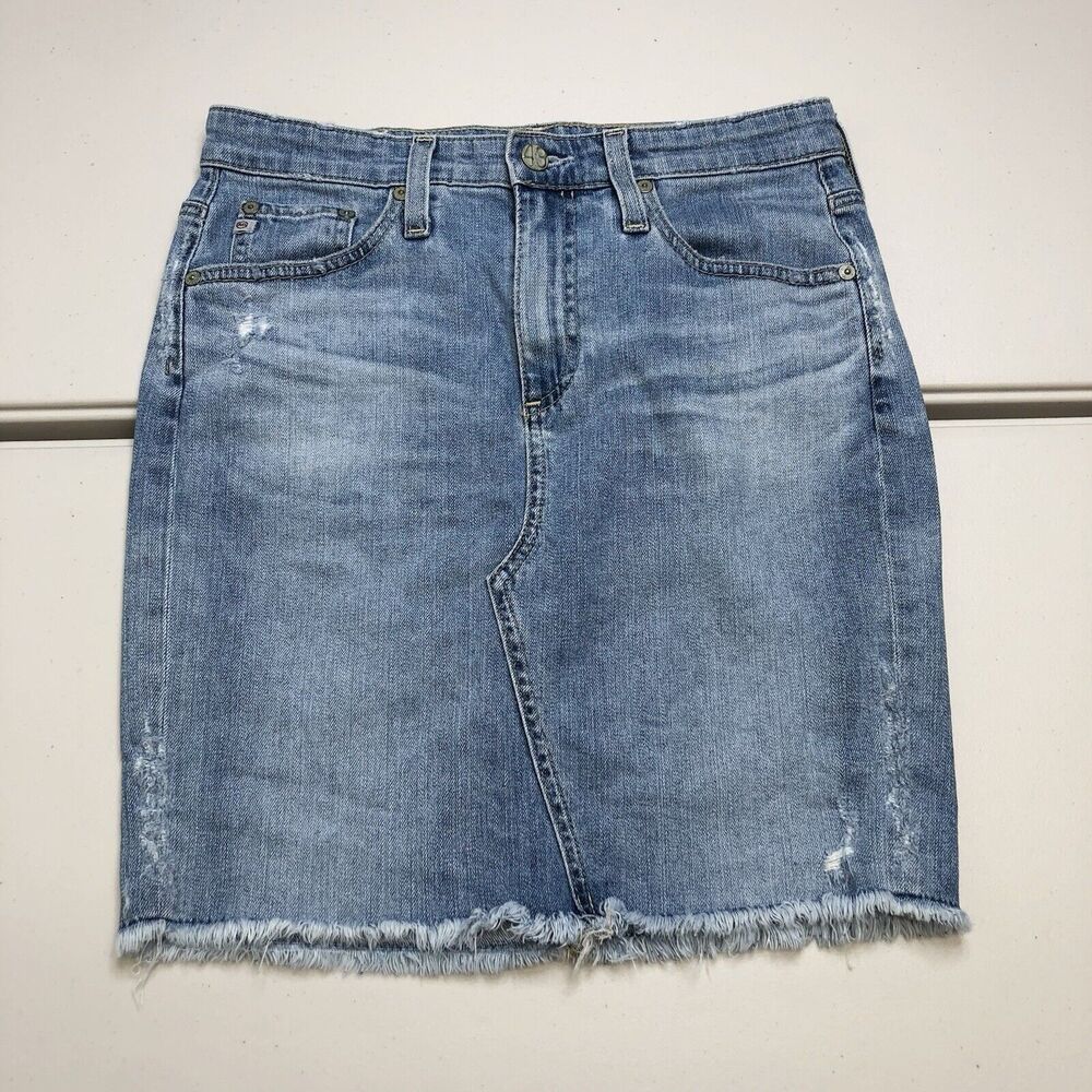 AG Adriano Goldschmied The Erin Distressed Denim Pencil Skirt Size 26R - Picture 1 of 10